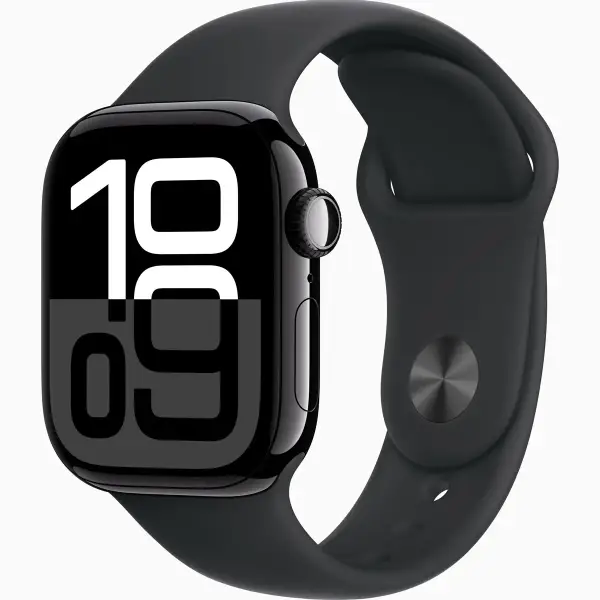 Смарт-годинник Apple Watch Series 10 GPS + Cellular 42mm Jet Black Aluminum Case with Black Sport Band S/M (MWX63)