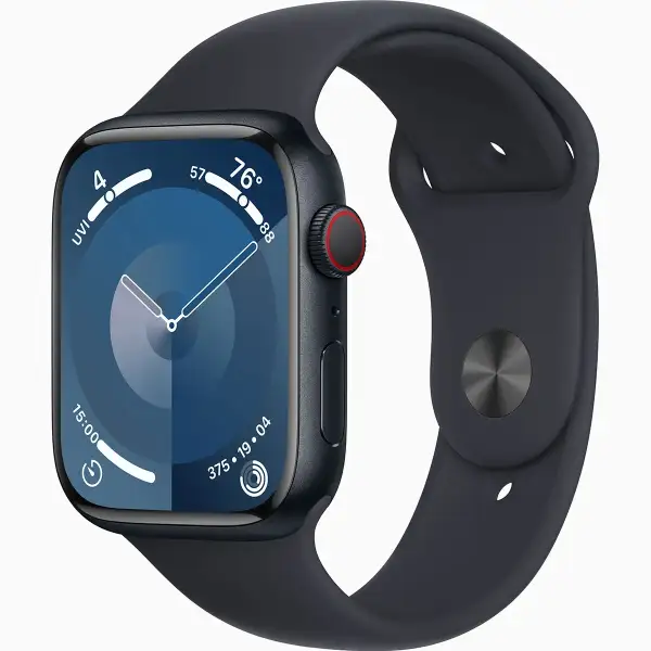 Смарт-годинник Apple Watch Series 9 GPS + Cellular 45mm Midnight Aluminum Case with Midnight Sport Band S/M (MRMC3)