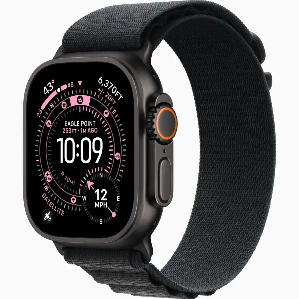 Смарт-годинник Apple Watch Ultra 3 GPS + Cellular 49mm Black Titanium Case with Black Alpine Loop Large (MF0X4)